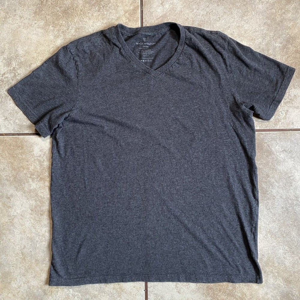 Mack Weldon Men’s T Shirt Size Large V Neck Short Sleeve Gray Pima Cotton